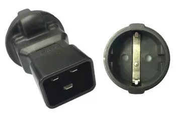 Stromadapter, Netzadapter Schutzkontaktbuchse CEE 7/3 auf C20
