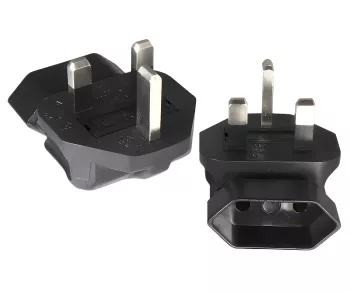Power adapter Euro socket 2pin IEC 60320-C6 90° to England UK type G 3A plug, YL-6022L