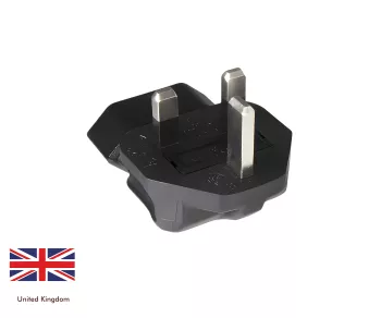 Power adapter Euro socket 2pin IEC 60320-C6 90° to England UK type G 3A plug, YL-6022L