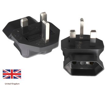Adattatore di corrente Presa europea a 2 poli IEC 60320-C6 90° a spina inglese UK tipo G 3A, YL-6022L