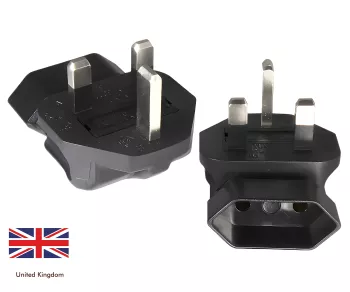 Power adapter Euro socket 2pin IEC 60320-C6 90° to England UK type G 3A plug, YL-6022L