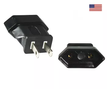 Adattatore di alimentazione America Europlug a USA/Giappone US Nema 1-15P St./Europlug EN50075 Bu., scatola DINIC con foro Euro.