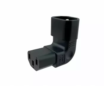 C13 to C14 angled mains adapter, YL-3212L-2 IEC 60320-C13/14 horizontal angled, top/bottom