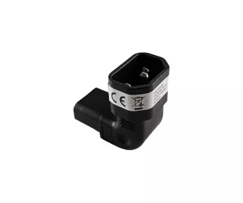 C13 to C14 angled mains adapter, YL-3212L-2 IEC 60320-C13/14 horizontal angled, top/bottom
