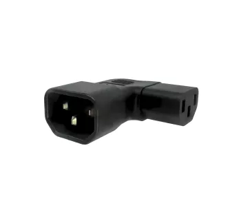 C13 to C14 angled mains adapter, YL-3212L IEC 60320-C13/14 angled sideways, left/right