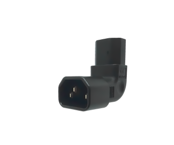 C13 to C14 angled mains adapter, YL-3212L-3 IEC 60320-C13/14 horizontal angled, top/bottom