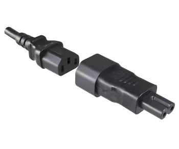 Stromadapter, Netzadapter Euro-8 Kleingerätestecker C7 Buchse auf C14 Kaltgerätestecker, Kupplung, Konverter