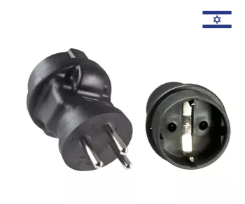 Power adapter Israel CEE 7/3 to ISR type H CEE 7/3 socket/ISR type H 3pin plug, black, DINIC box with Euro hole