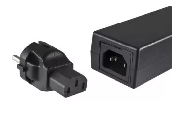 Stromadapter, Netzadapter Kaltgerätestecker C13 auf CEE 7/7 Schutzkontaktstecker (Schuko)