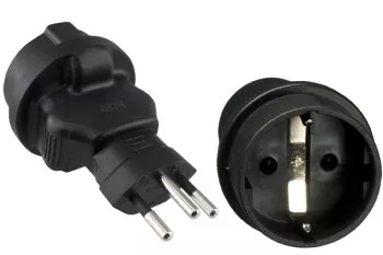 Power adapter Switzerland CEE 7/3 socket to CHE type J 10A 10A fuse, black