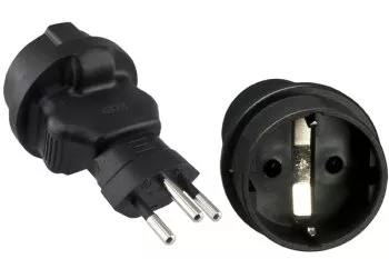 Adaptateur de courant Suisse CEE 7/3 femelle sur CHE type J 10A 10A fusible, noir