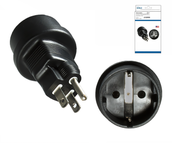 Travel adapter America USA/Japan CEE 7/3 to type B CEE 7/3 socket/USA Nema 5-15P 3pin pc., DINIC box with Euro hole