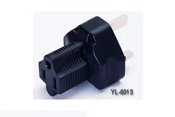 Power adapter UK 5 amp fused male to USA 3 pin female NEMA 5-15P, YL-6015