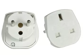 Power adapter England type G socket to CEE 7/7 plug, white