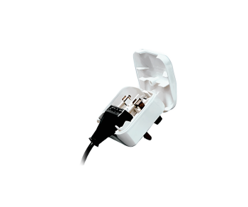 Adattatore di corrente da presa UE a spina UK tipo G, 3A, avvitato, bianco