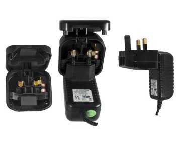 Stromadapter EU Netzteil auf UK Typ G Stecker, 3A, verschraubt, schwarz, PCP