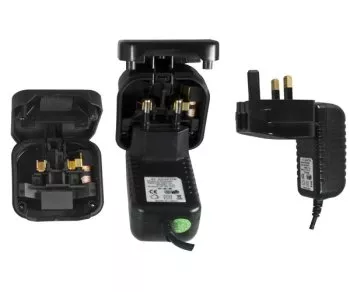 Stromadapter EU Netzteil auf UK Typ G Stecker, 3A, verschraubt, schwarz, PCP