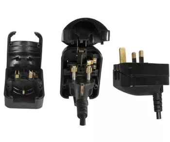 Power adapter CEE 7/3 socket to UK type G plug, 13A, screwed, black,