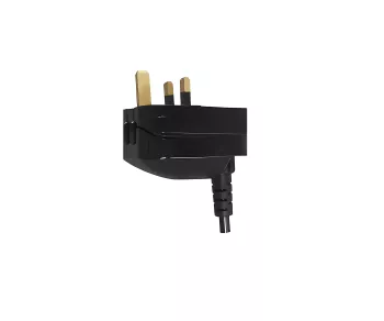 Stromadapter CEE 7/3 Buchse auf UK Typ G Stecker, 5A, verschraubt, schwarz