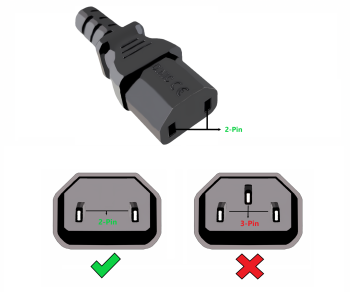 Sieťový kábel Europe CEE 7/17 na C17, 1 mm², obrysová zástrčka, VDE, čierny, dĺžka 2,00 m
