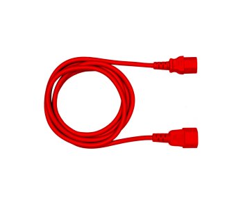 Cavo di alimentazione da C13 a C14, rosso, 0,75 mm², prolunga, VDE, lunghezza 0,50 m