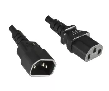 Cable de alimentación C13 a C14, prolongación, 1mm², multi homologaciones: VDE/UL/CCC/KTL/SAA/PSE, negro, longitud 1,00m