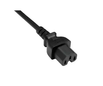 Warmgerätekabel C14 auf C15, 0,75mm², Verlängerung, VDE, schwarz, Länge 1,00m