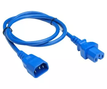 Warm appliance cable C14 to C15, 1mm², H05V2V2F3G 1mm², extension, blue, length 1.50m