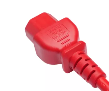 Warmgerätekabel C14 auf C15, 1mm², H05V2V2F3G 1mm², Verlängerung, rot, Länge 1,50m