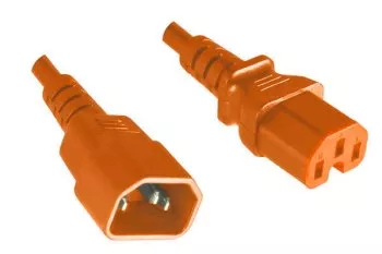 Cable de aparato caliente C14 a C15, 1mm², VDE, naranja, IEC 60320-C14/C15, prolongación, 3,00m, naranja