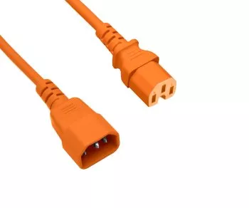 Kábel pre horúce spotrebiče C14 na C15, 1 mm², VDE, oranžový, IEC 60320-C14/C15, predlžovací, 2,00 m, oranžový