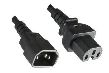 Warmgerätekabel C14 auf C15, 1mm², Verlängerung, VDE, schwarz, Länge 3,00m