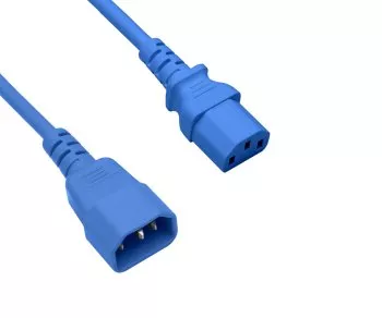Cold appliance cable C13 to C14, 0,75mm², extension, VDE, blue, length 1,00m