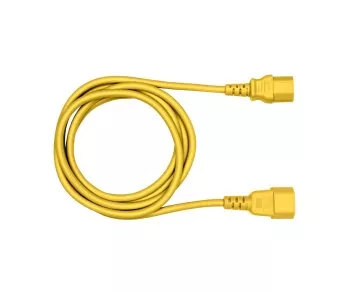 Cold appliance cable C13 to C14, 0,75mm², extension, VDE, yellow, length 1,00m