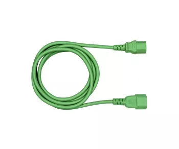 Cablu de alimentare de la C13 la C14, verde, 0.75mm², prelungire, VDE, lungime 1.00m