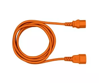 Kaltgerätekabel C13 auf C14, orange, 0,75mm², Verlängerung, VDE, Länge 1,00m