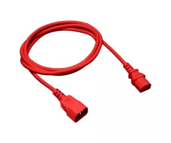 Cold appliance cable C13 to C14, 0,75mm², extension, VDE, red, length 1,00m