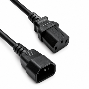 Kaltgerätekabel C13 auf C14, YP-32/YC-12 LSZH, 1mm², Verlängerung, VDE, schwarz, Länge 3,00m