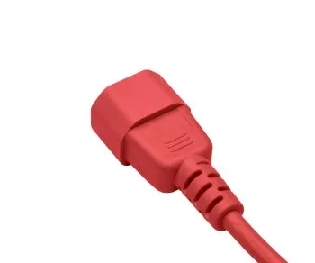 Virtajohto C13-C14, punainen, 1mm², jatkojohto, VDE, pituus 5.00m.
