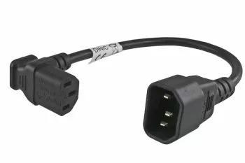 Cold appliance cable C13 90° top to C14, 0,75mm², VDE, black, length 0,30m