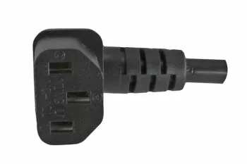 Kaltgerätekabel C13 90° oben auf C14, 0,75mm², VDE, schwarz, Länge 0,30m