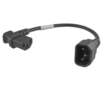 Cabo de alimentação C13 90° esquerdo para C14, 0,75mm², VDE, preto, comprimento 0,30m
