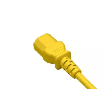 Cold appliance cable C13 to C14, 0,75mm², extension, VDE, yellow, length 1,80m