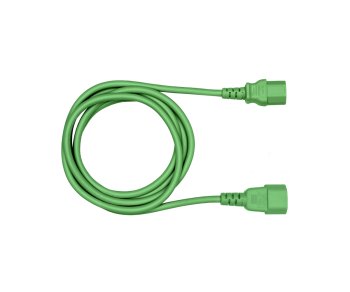 Cable de alimentación C13 a C14, 0,75 mm², prolongación, VDE, verde, longitud 1,80 m