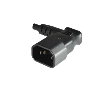Cold appliance cable C13 90° to C14 90°, 0,75mm², extension, VDE, black, length 0,40m