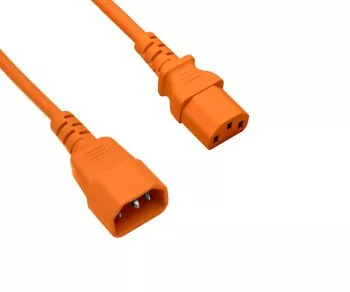 Cold appliance cable C13 to C14, 0,75mm², extension, VDE, orange, length 1,80m