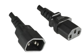 Cold appliance cable C13 to C14, 1,5mm², extension, VDE, black, length 5,00m