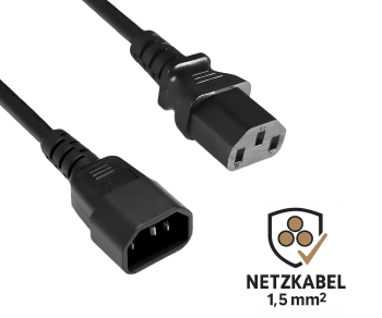 Kaltgerätekabel mit einem extra großen Querschnitt 1,5mm²