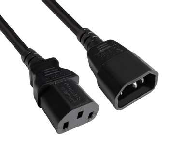 Kaltgeräteverlängerung C13 auf C14, 1mm², Multi-Zulassungen