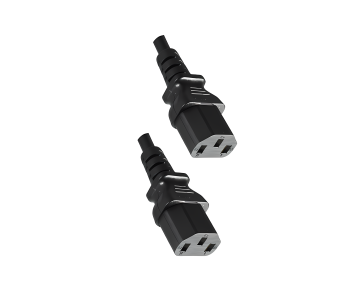 Power cable 2x C13 to C14, 1mm², extension, VDE, black, length 2.00m